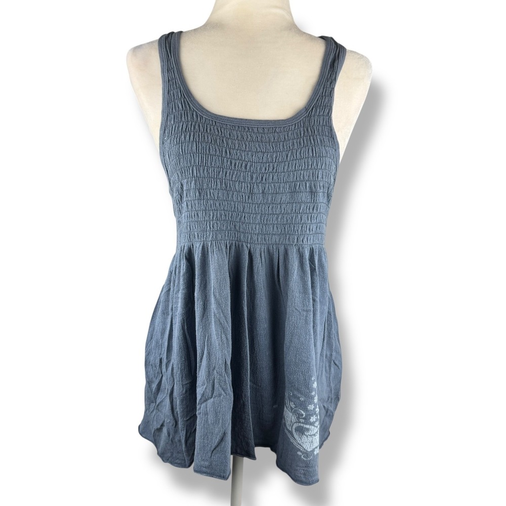 Y2K 2000s Flowy Halter Top Women's Size Medium Smocked Flowy Grunge Bella Swan